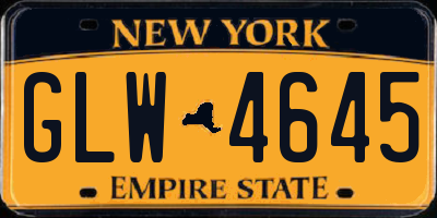 NY license plate GLW4645