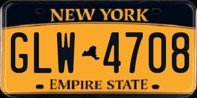 NY license plate GLW4708