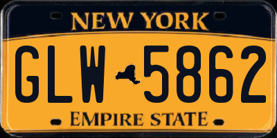 NY license plate GLW5862