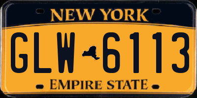 NY license plate GLW6113