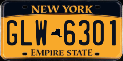 NY license plate GLW6301