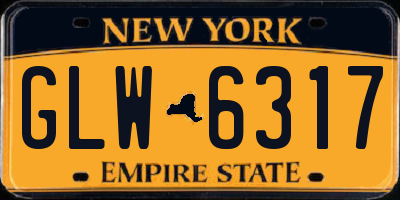 NY license plate GLW6317