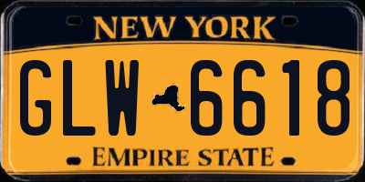 NY license plate GLW6618