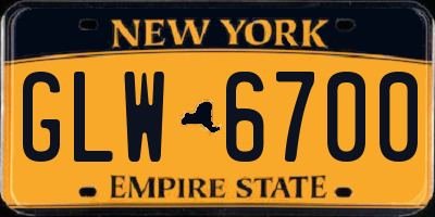 NY license plate GLW6700