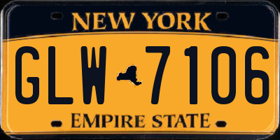 NY license plate GLW7106