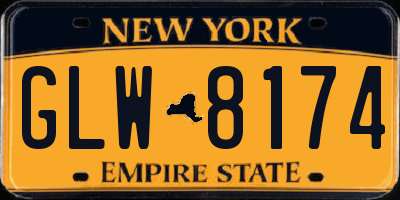 NY license plate GLW8174