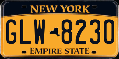 NY license plate GLW8230