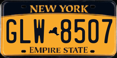 NY license plate GLW8507