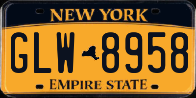 NY license plate GLW8958
