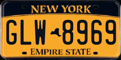 NY license plate GLW8969