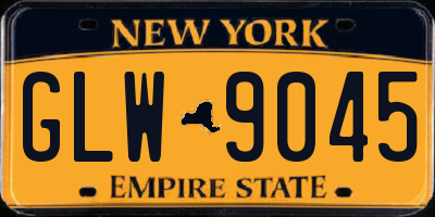 NY license plate GLW9045