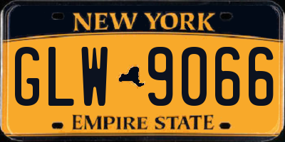 NY license plate GLW9066