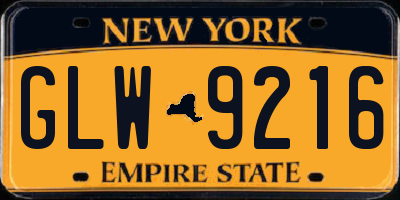 NY license plate GLW9216