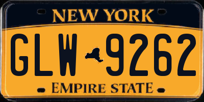 NY license plate GLW9262