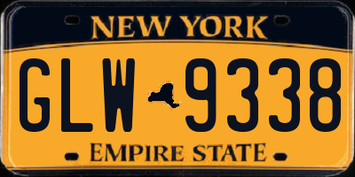 NY license plate GLW9338