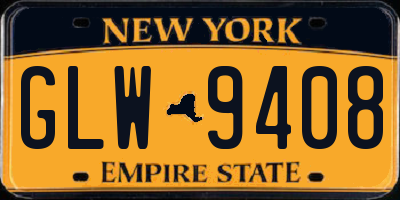 NY license plate GLW9408