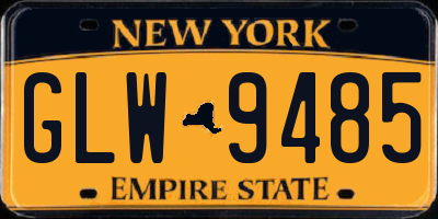 NY license plate GLW9485