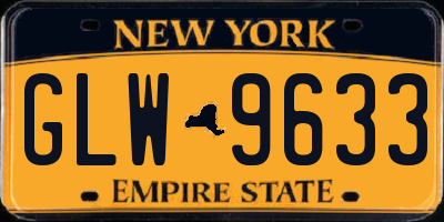 NY license plate GLW9633