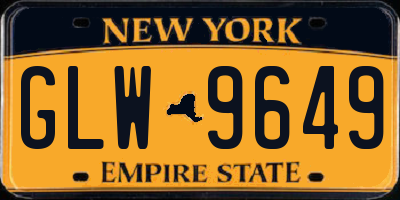 NY license plate GLW9649
