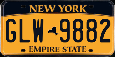 NY license plate GLW9882