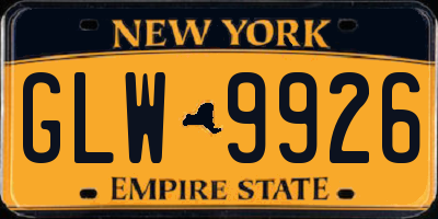 NY license plate GLW9926