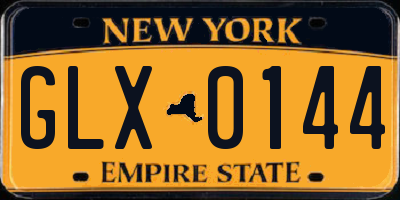 NY license plate GLX0144