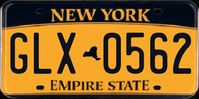 NY license plate GLX0562
