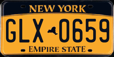 NY license plate GLX0659