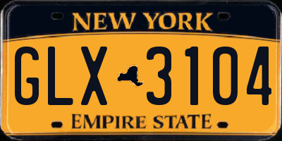 NY license plate GLX3104
