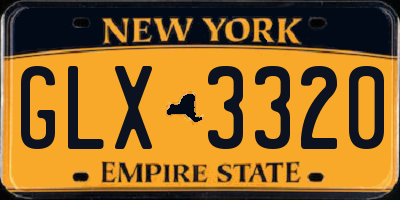 NY license plate GLX3320