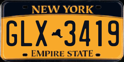 NY license plate GLX3419