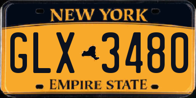 NY license plate GLX3480