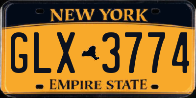 NY license plate GLX3774