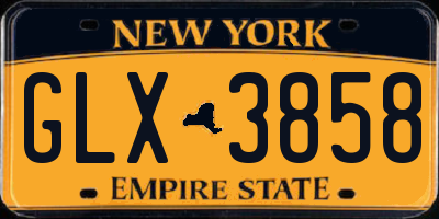 NY license plate GLX3858
