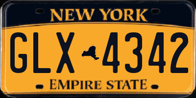 NY license plate GLX4342