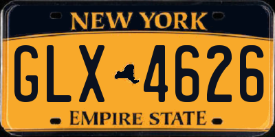 NY license plate GLX4626