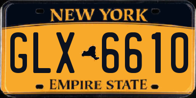 NY license plate GLX6610