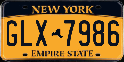 NY license plate GLX7986