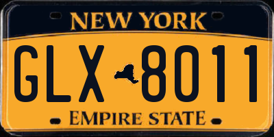 NY license plate GLX8011