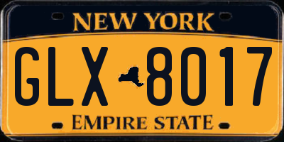 NY license plate GLX8017