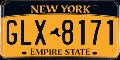 NY license plate GLX8171