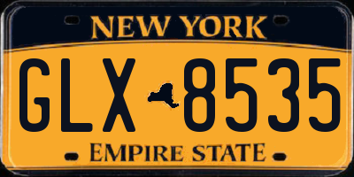NY license plate GLX8535