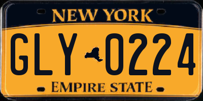 NY license plate GLY0224