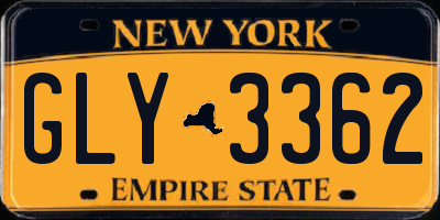 NY license plate GLY3362