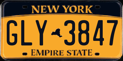 NY license plate GLY3847