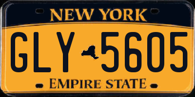 NY license plate GLY5605