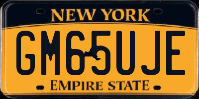 NY license plate GM65UJE