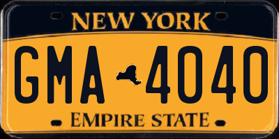NY license plate GMA4040