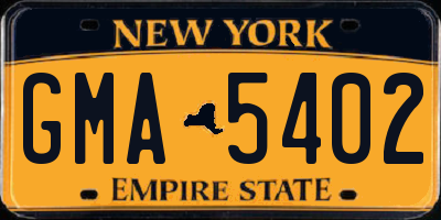 NY license plate GMA5402
