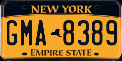 NY license plate GMA8389